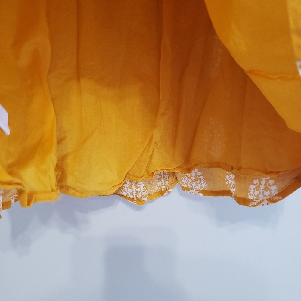 Lucky Brand Mustard Yellow Leaf Babydoll Dress Small Sleeveless Cotton Blend - Picture 7 of 12